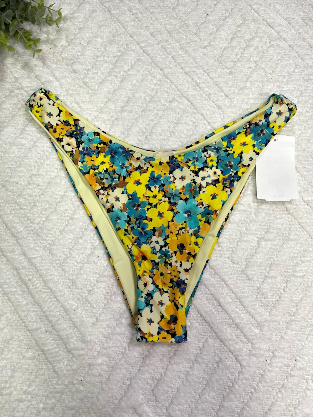 l*space Floral High-Cut Swim Bottoms - Yellow, Blue & Orange Size M
